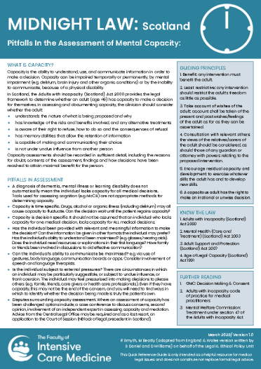 Pitfalls in the assessment of mental capacity (Scotland)