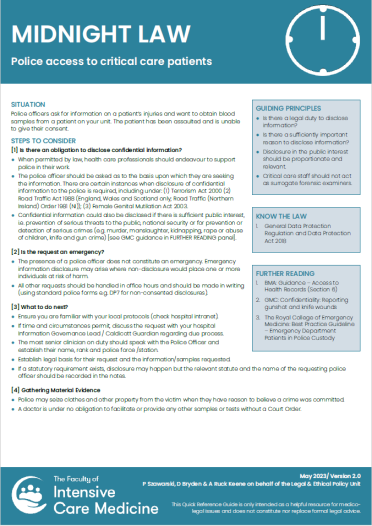 Midnight law on police access to critical care patients